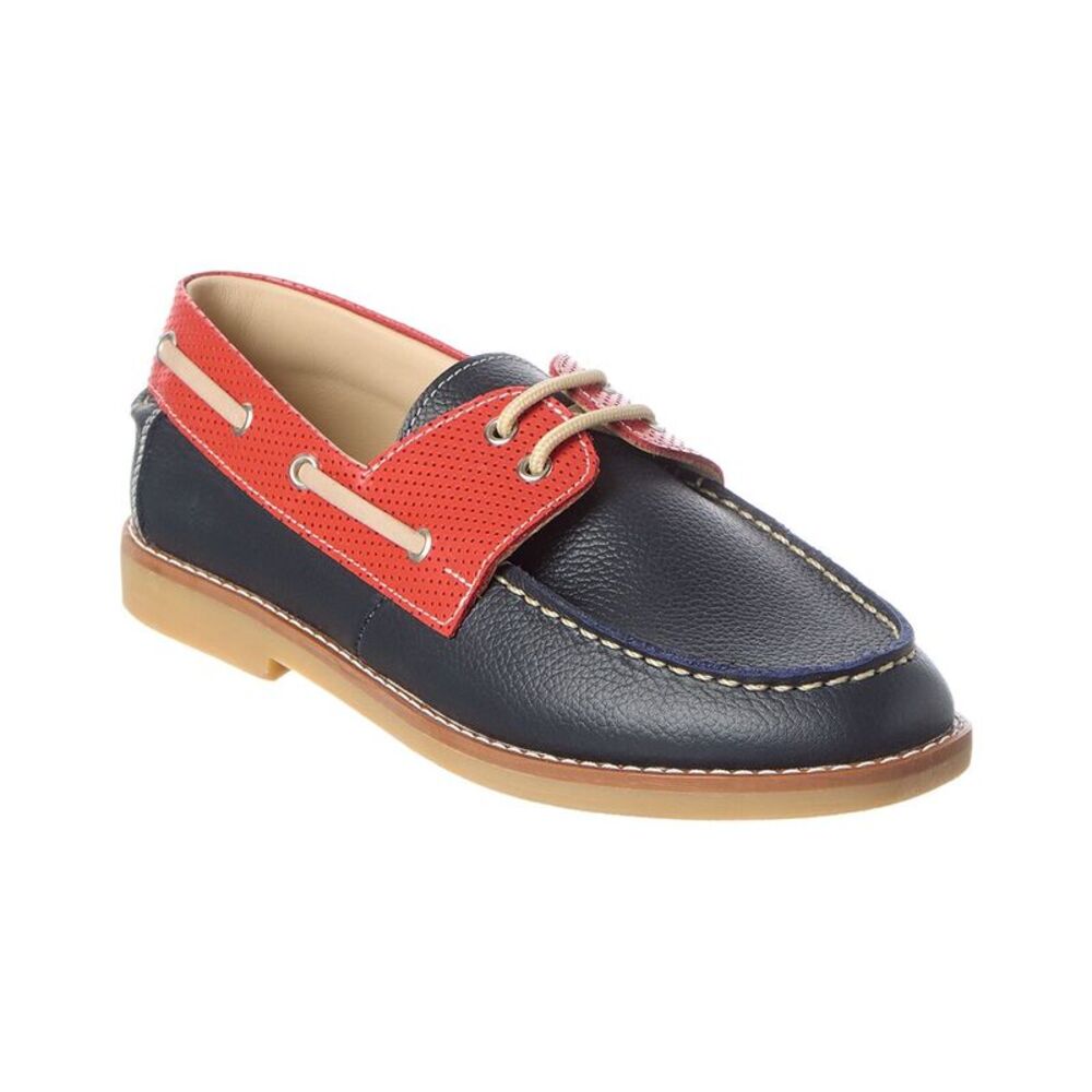 Elephantito Leather Boat Shoe, Blue